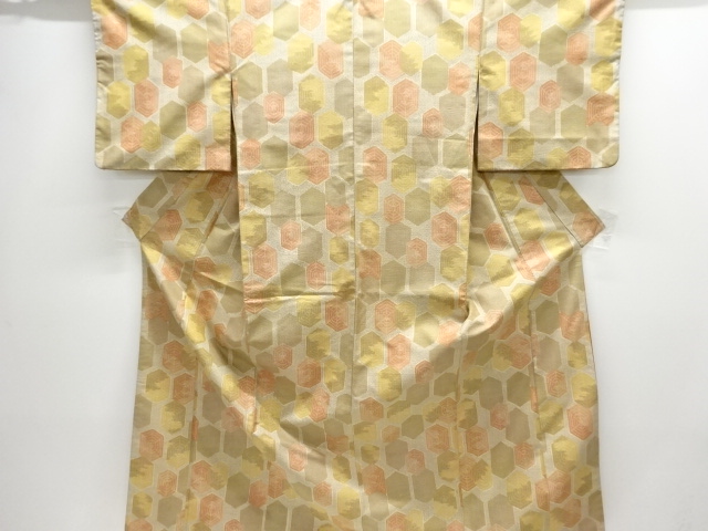 着物 お召 袷 コプト柄 墨色 トールサイズ 浴衣[墨色朝顔・トール